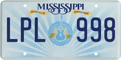 MS license plate LPL998