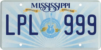 MS license plate LPL999