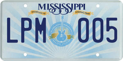 MS license plate LPM005