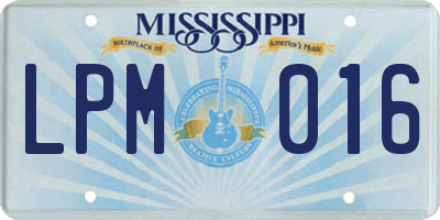 MS license plate LPM016
