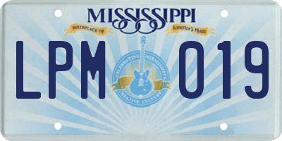 MS license plate LPM019