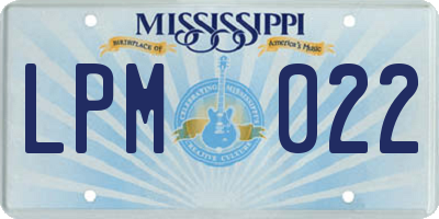 MS license plate LPM022