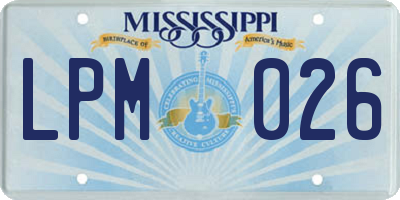 MS license plate LPM026