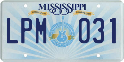 MS license plate LPM031