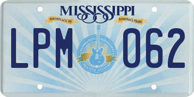 MS license plate LPM062