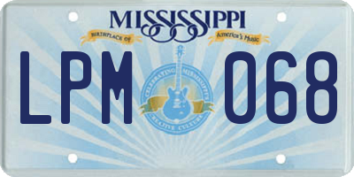 MS license plate LPM068