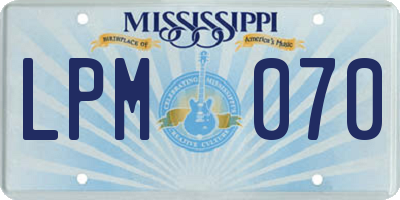 MS license plate LPM070