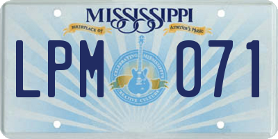 MS license plate LPM071