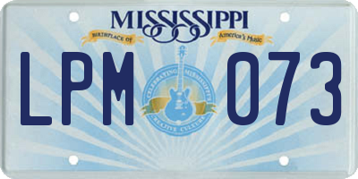 MS license plate LPM073