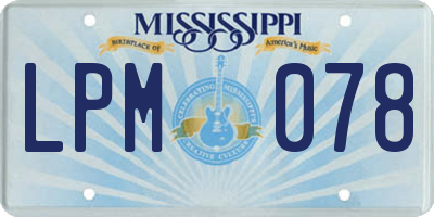 MS license plate LPM078