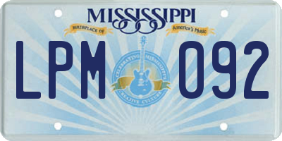 MS license plate LPM092