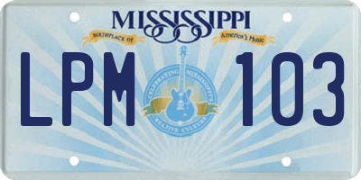 MS license plate LPM103