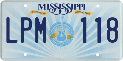 MS license plate LPM118