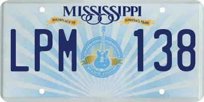 MS license plate LPM138