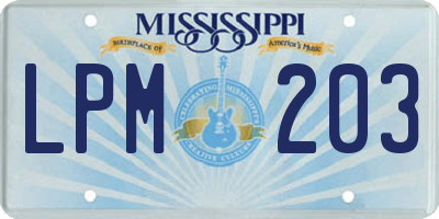 MS license plate LPM203