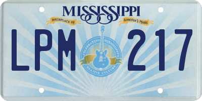 MS license plate LPM217