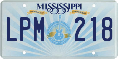 MS license plate LPM218