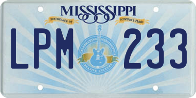 MS license plate LPM233