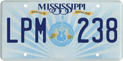 MS license plate LPM238