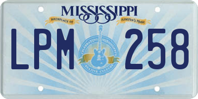 MS license plate LPM258