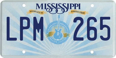 MS license plate LPM265