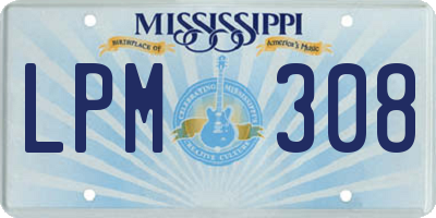MS license plate LPM308