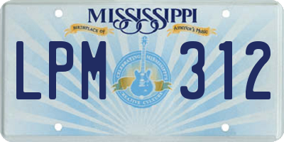 MS license plate LPM312