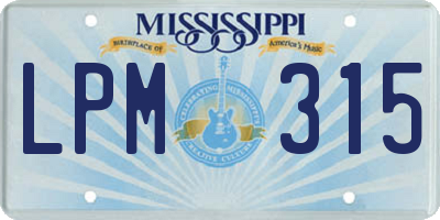 MS license plate LPM315