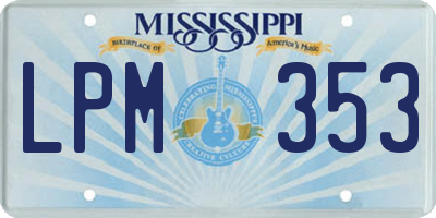 MS license plate LPM353