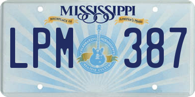 MS license plate LPM387