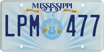 MS license plate LPM477