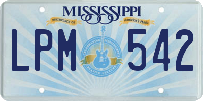 MS license plate LPM542