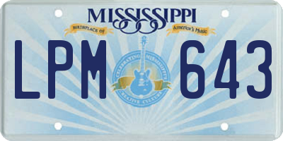 MS license plate LPM643