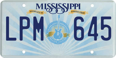 MS license plate LPM645
