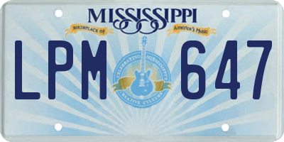MS license plate LPM647