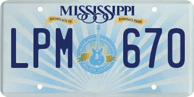 MS license plate LPM670