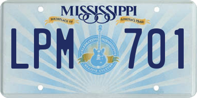 MS license plate LPM701