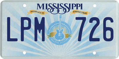 MS license plate LPM726