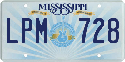 MS license plate LPM728