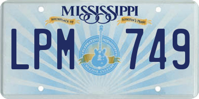 MS license plate LPM749