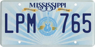 MS license plate LPM765