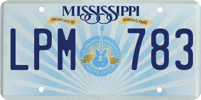 MS license plate LPM783