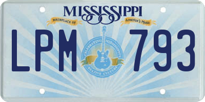 MS license plate LPM793