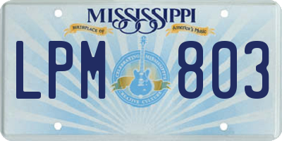 MS license plate LPM803
