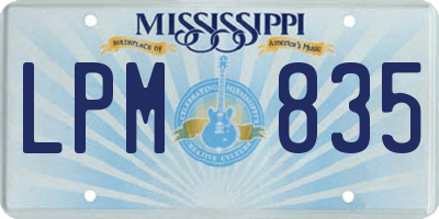 MS license plate LPM835