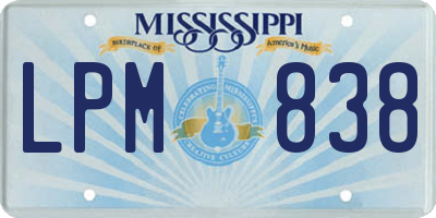 MS license plate LPM838