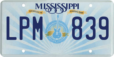 MS license plate LPM839