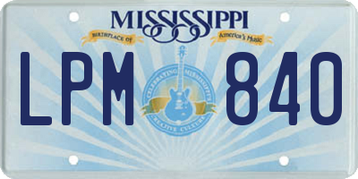 MS license plate LPM840