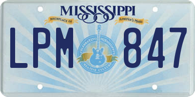 MS license plate LPM847