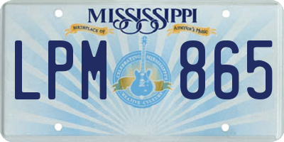 MS license plate LPM865